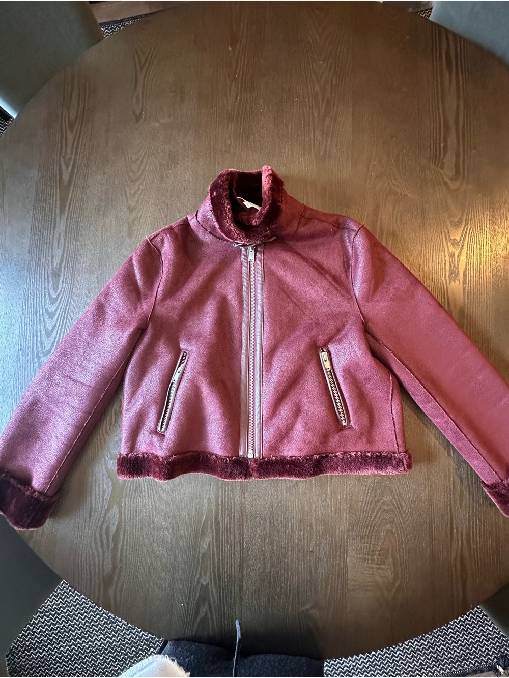 Anthropologie Burgundy Bomber Jacket